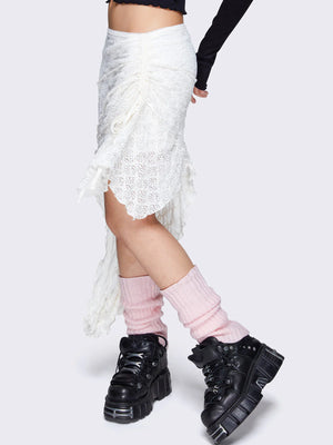 MINGA LONDON AUDREY LACE RUFFLED ASYMMETRICAL SKIRT