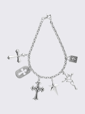 MINGA LONDON BRUTAL CROSS CHARM CHAIN NECKLACE