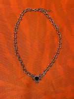 TRIBAL BLACK RHINESTONE HEART NECKLACE