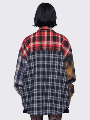 MINGA LONDON INDIE PATCHWORK PLAID SHIRT