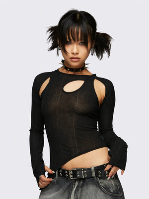 MINGA LONDON KALLIE BLACK CUT OUT TOP