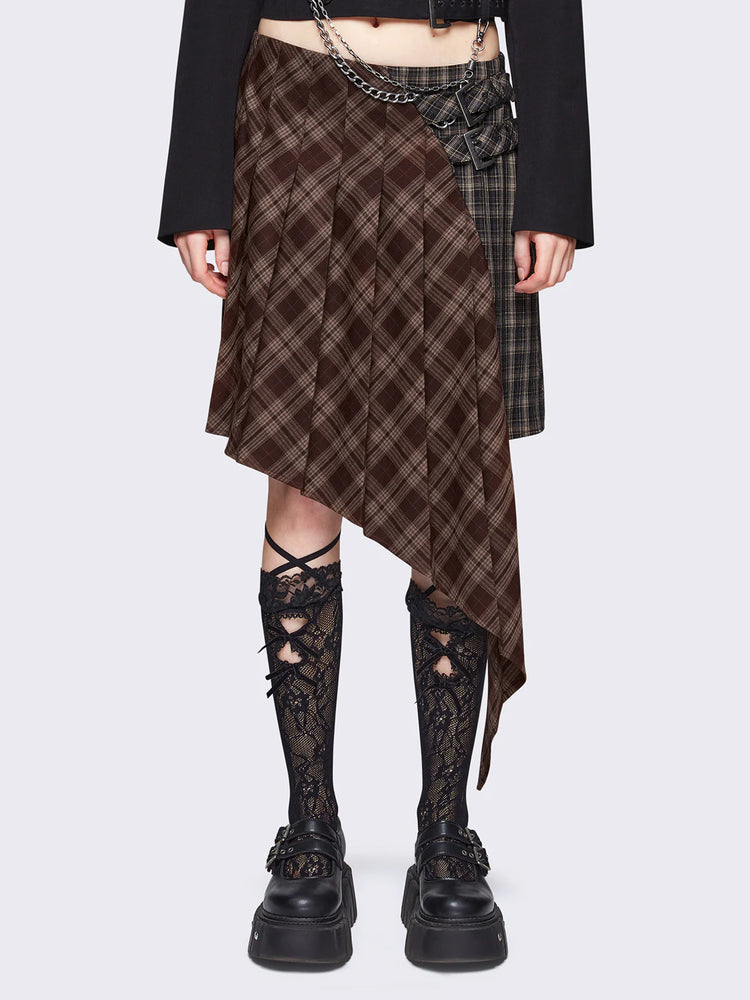 MINGA LONDON KYA PLAID ASYMMETRIC SKIRT