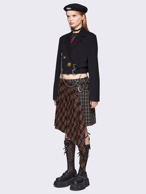 MINGA LONDON KYA PLAID ASYMMETRIC SKIRT