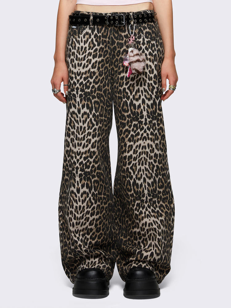 MINGA LONDON LEOPARD BAGGY JEANS