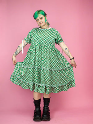 NIKINKY HEI HEI DRESS GREEN TARTAN