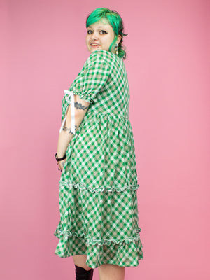 NIKINKY HEI HEI DRESS GREEN TARTAN