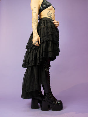 DARK IN LOVE LAYERED FRILLY HIGH LOW SKIRT KW293