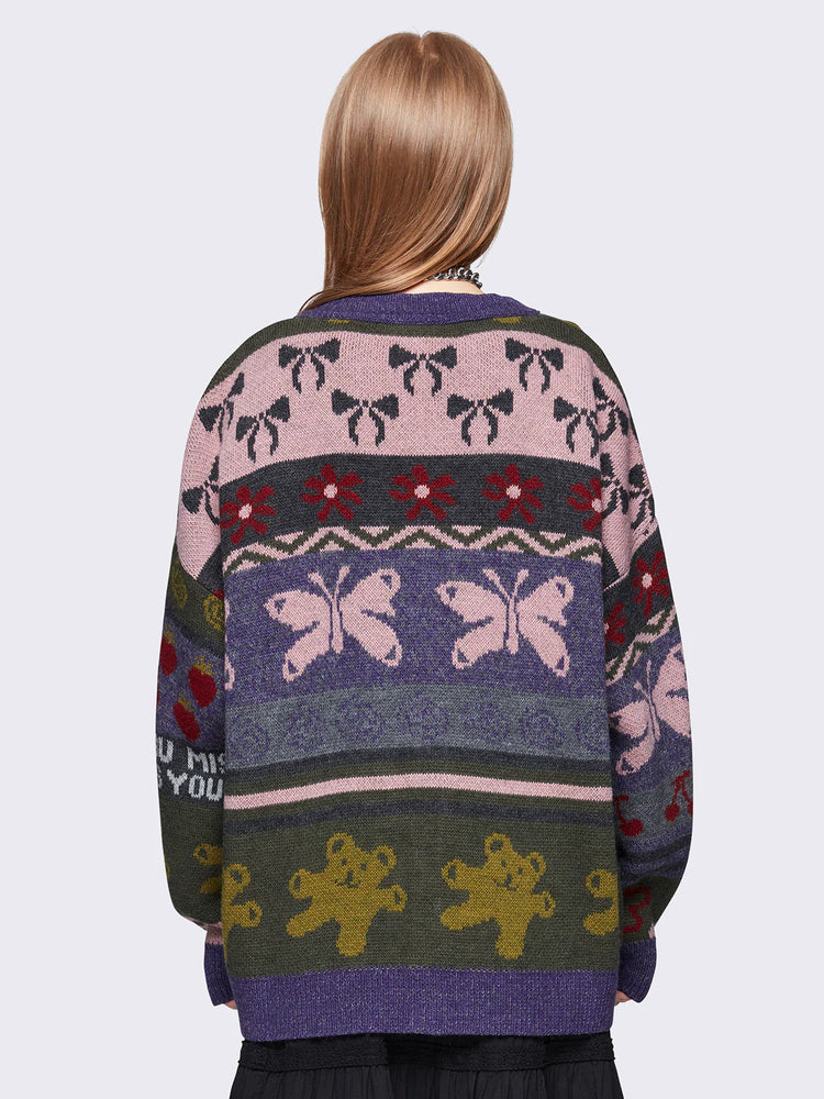 MINGA LONDON MISS YOU JACQUARD CARDIGAN