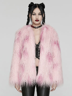 PUNK RAVE PINK FAUX FUR COAT WY-1668XCF