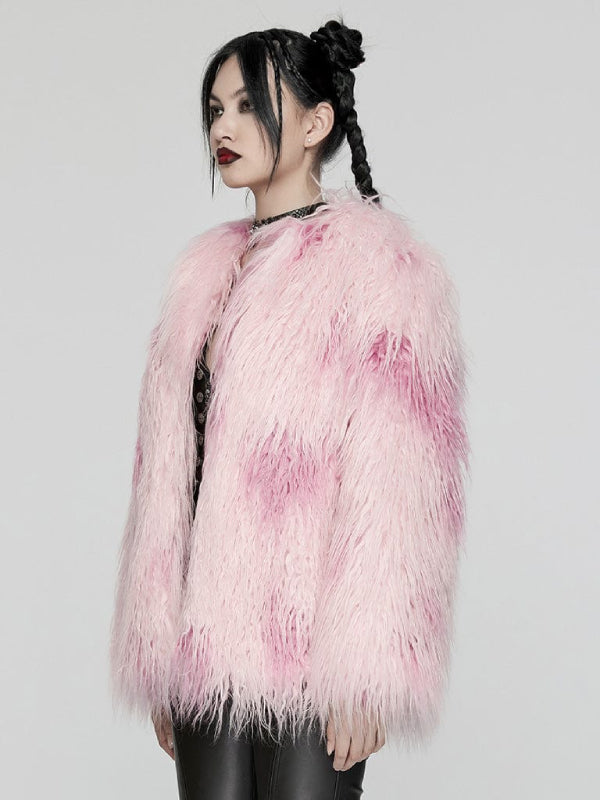 PUNK RAVE PINK FAUX FUR COAT WY-1668XCF