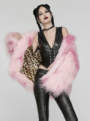 PUNK RAVE PINK FAUX FUR COAT WY-1668XCF