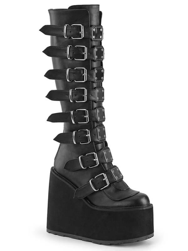 DEMONIACULT SWING-815 BLACK VEGAN LEATHER