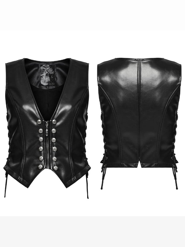 PUNK RAVE LACE UP LEATHER VEST OY-1644MJF