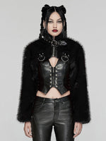 PUNK RAVE BLACK CROP FAUX FUR COAT WY-1664XDF