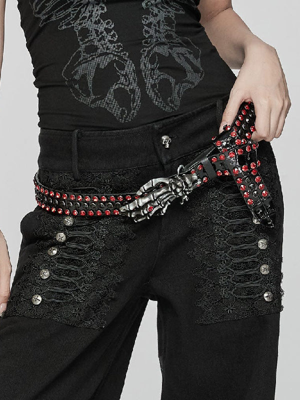 PUNK RAVE RHINESTONE SKELETON BELT WS-684YD