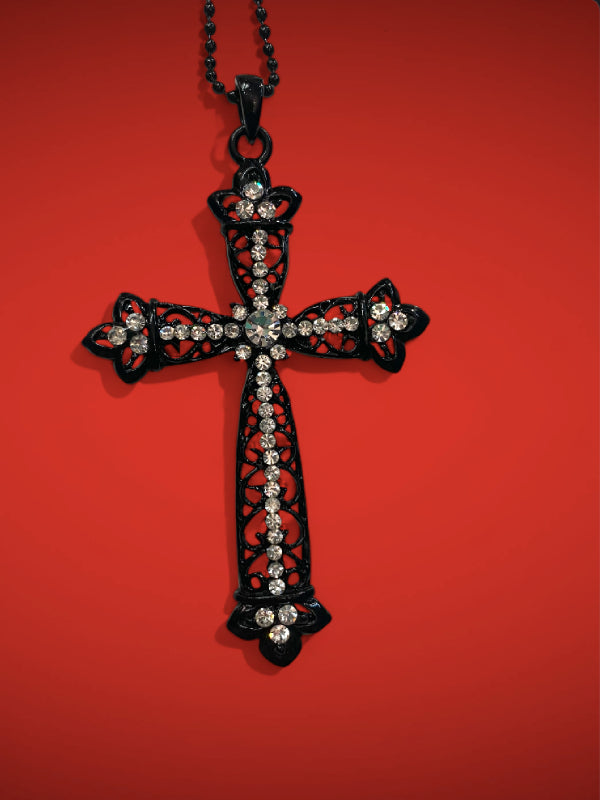 BIG BLACK CROSS NECKLACE