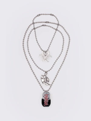 MINGA LONDON CRIMSON BLAZE SILVER NECKLACE SET