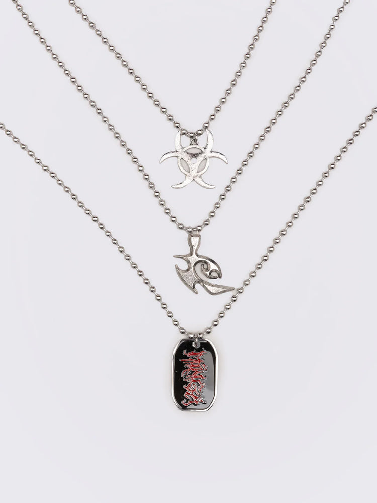 MINGA LONDON CRIMSON BLAZE SILVER NECKLACE SET