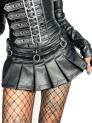 LIP SERVICE FAUX LEATHER MINI SKIRT LS-38-401 RINGS