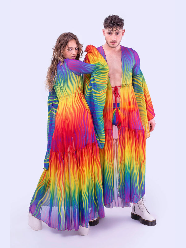 <tc>BADINKA RAINBOW FLAME MESH DUSTER</tc>