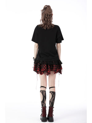 DARK IN LOVE REBEL GIRL LACE PLAID SKIRT KW241