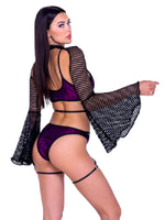 ROMA COSTUME STRAPPY FISHNET CROPPED TOP WITH SHIMMER 6495