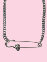 SKULL SAFETY PIN NECKLACE