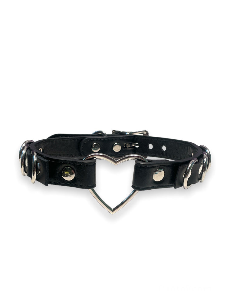 FUNK PLUS BLACK HEART D RING CHOKER VEGAN FC365