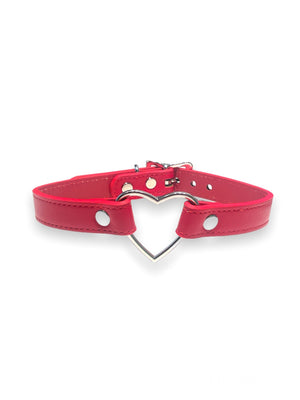 FUNK PLUS CHOKER WITH HEART RED VEGAN FC223