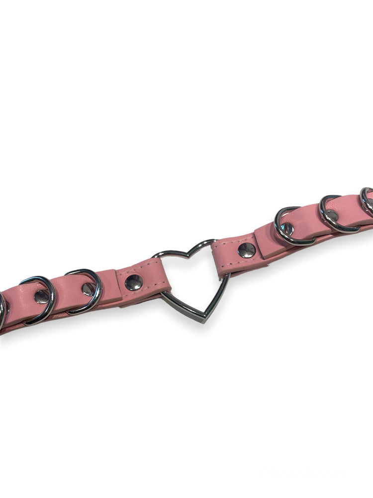 FUNK PLUS PINK HEART D RING CHOKER VEGAN FC365