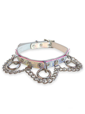 FUNK PLUS HOLO CHOKER WITH HANGING RINGS AND CHAINS FC812 VEGAN