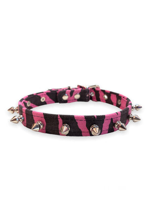 FUNK PLUS SPIKE PINK ZEBRA CHOKER CK134