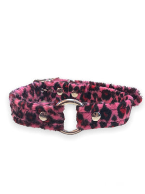 FUNK PLUS  O RING PINK LEO FUZZY CHOKER CK169