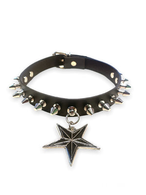 SPIKE CHOKER WITH HANGING STAR