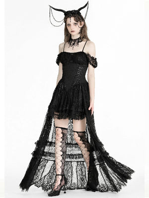 DARK IN LOVE ROMANTIC HIGH LOW LACE DRESS DW950