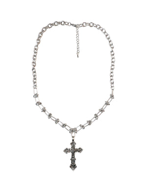 KNOTTED CHAIN CROSS NECKLACE