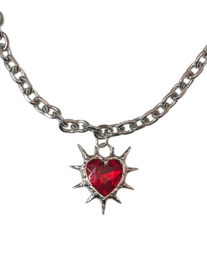 BIG RHINESTONE HEART CHAIN NECKLACE