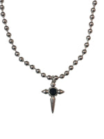 BALLCHAIN NECKLACE CROSS WITH BLACK RHINESTONE