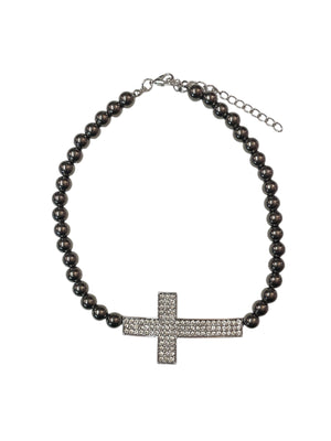 RHINESTONE CROSS CHOKER