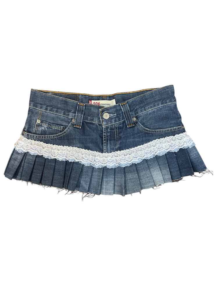 INDYANNA UPCYCLED SKIRT BLUE WHITE LACE