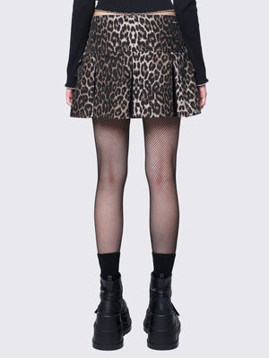 MINGA LONDON SASHA LEOPARD MINI SKIRT