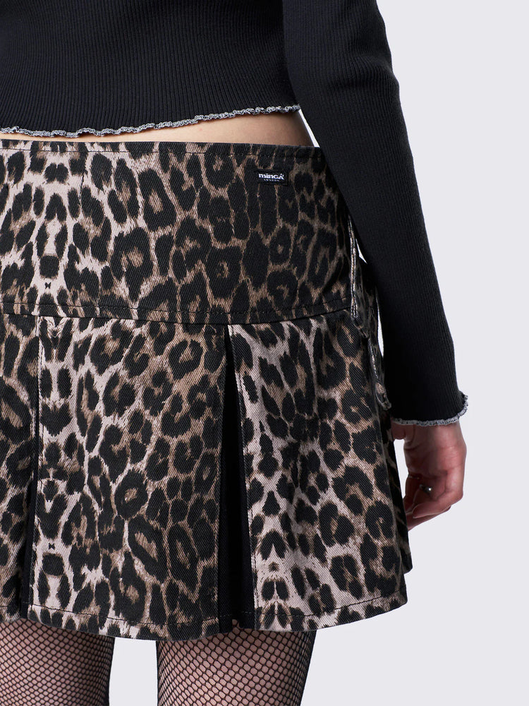 MINGA LONDON SASHA LEOPARD MINI SKIRT