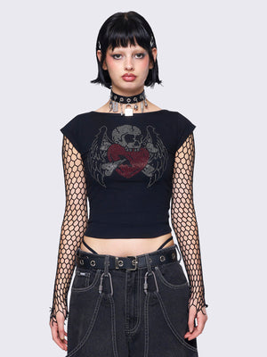 MINGA LONDON SKULLED LOVE T-SHIRT