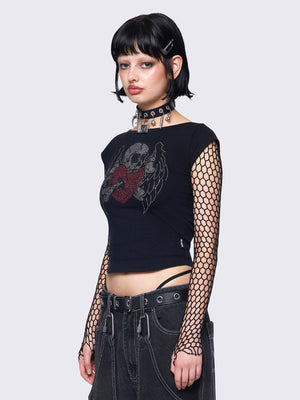 MINGA LONDON SKULLED LOVE T-SHIRT