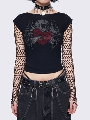 MINGA LONDON SKULLED LOVE T-SHIRT