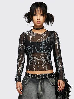 MINGA LONDON SPECTRUM MESH TOP