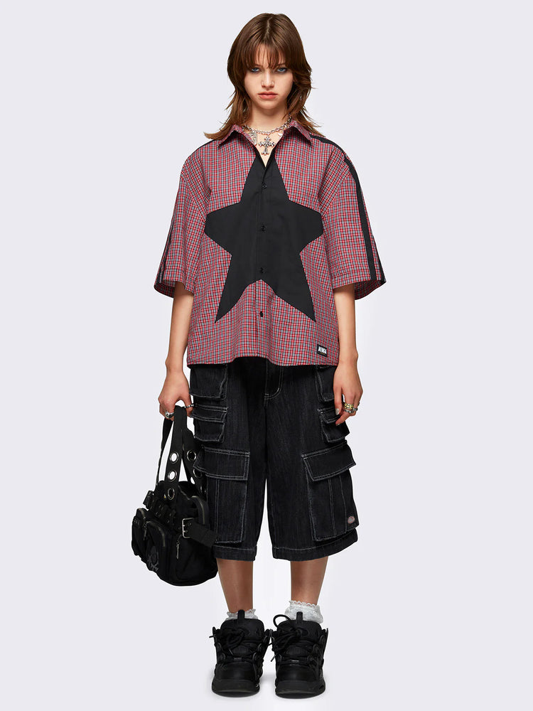 MINGA LONDON DARK STAR CHECK SHORT SLEEVE SHIRT