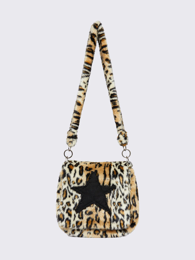 MINGA LONDON STARSHINE LEOPARD FURRY BAG