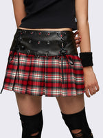 MINGA LONDON VALKYRIE PLEATED PLAID MINI SKIRT