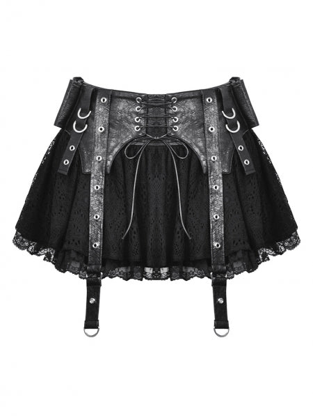 DARK IN LOVE PU LACE MINI SKIRT KW361